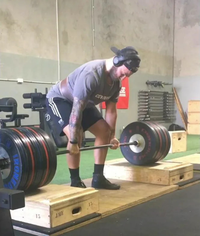 Josh performing the rack pull